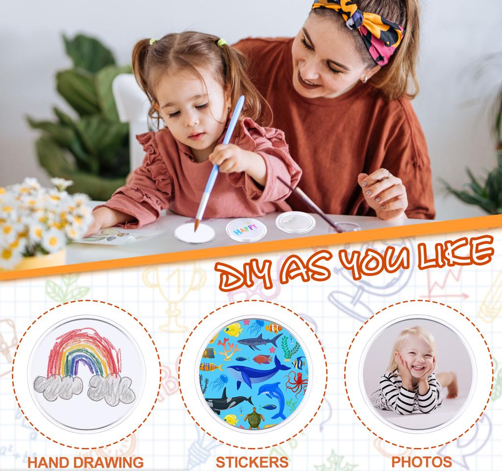 25 Packs Badge Making Kit 3Inch Make Your Own Badges Round Button Badge And 50 Pcs Paper And Awl For Kids Badge Blanks Button De