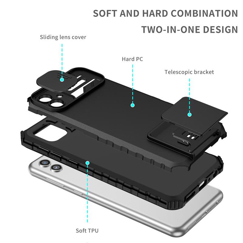 For Samsung A04 Case Push Pull Camera Protection Phone Case For Samsung Galaxy A04 2022 A 04 Shockproof Armor Stand Back Cover