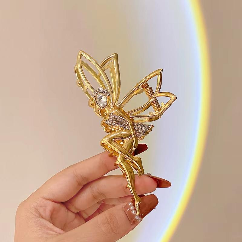

1/2pcs Amazing elf fairy hair clip with imitation diamonds, imitation pearls and rice ear design, women metal hair accessory золотий