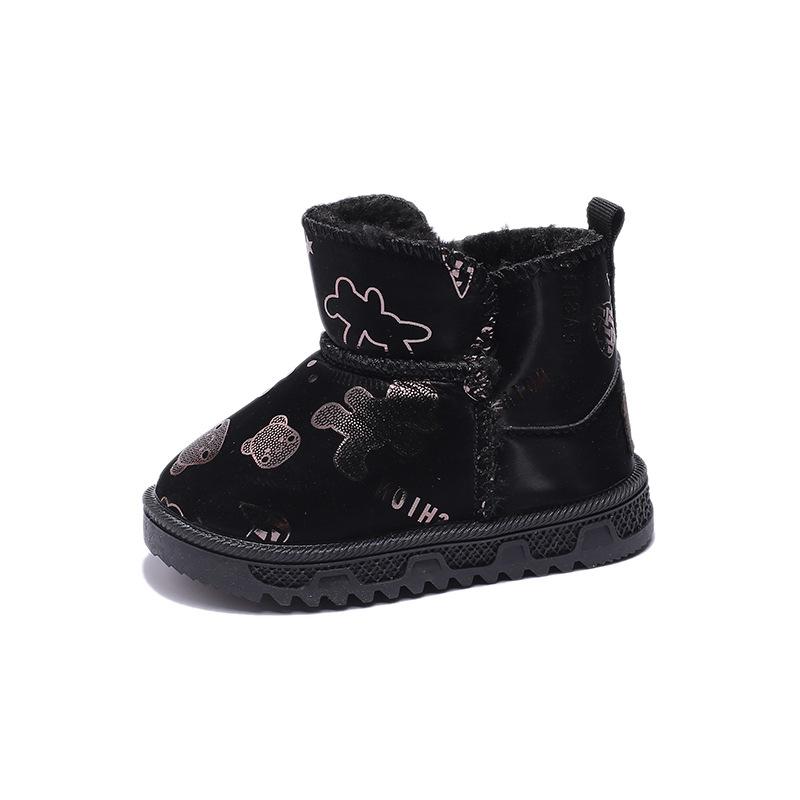 Children's Snow Boots for Girls, Thick Cotton Warm Shoes, New Winter Cartoon Cute Plush Short Boots for Young Children