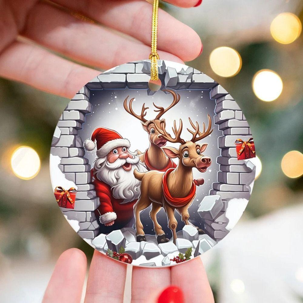 Elk Christmas Break Through Ornament 2D 2D Acrylic Hanging Ornaments  Party Props
