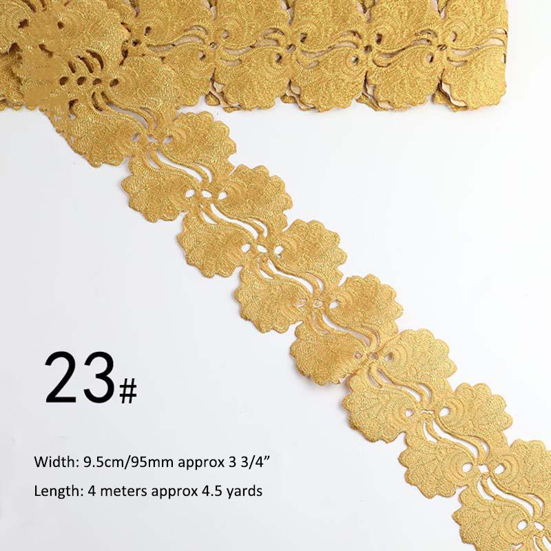 Gold Silver Thread Heavy Embroidery Lace Ribbon Shiny Diy Ethnic Garment Costume Dress Embellished Textile Iron-on Lace Trims