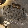 Shelf for Shower Basket with Hooks, Organizer, Storage Shelf, Iron, Rust Proof, Wall Mounted, No