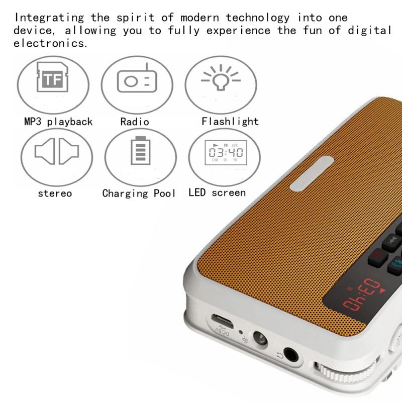 Portable 6W Stereo Bluetooth-compatible Speakers FM Radio Speaker TF Card USB Music Player