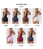 Europäisch-Amerikanisches Wolkengefühl Yoga-Tanktop & Shorts Set: Einfarbig, Seil-Träger, Schöner Rücken, Tasche, Figurbetont für Damen