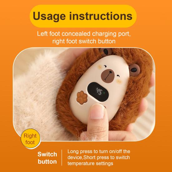 Hand Heater for Commuting Cute Plush Heater, Rechargeable Electric Portable Pocket Soft Mini Warm Winter Outdoor And Office Use Cold Weather Relief