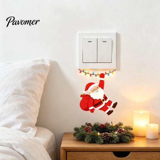 Decorative Outlet Cover Stickers Santa Claus On Swing Switch Sticker, PVC Wall Decal, Removable Skins Self-adhesive Light for Bedrooms And Living
