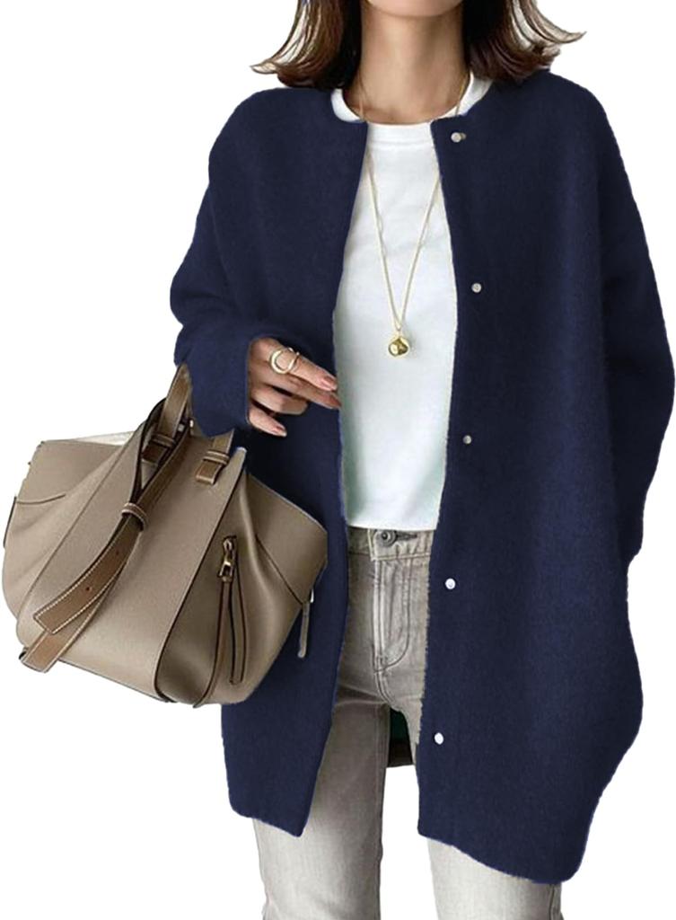 Second Roots Collarless Casual Cold Weather Mountain Girl Casual Casual Winter Perfect for Entrance Ceremonies and Korean Solid Navy Women's Coat,