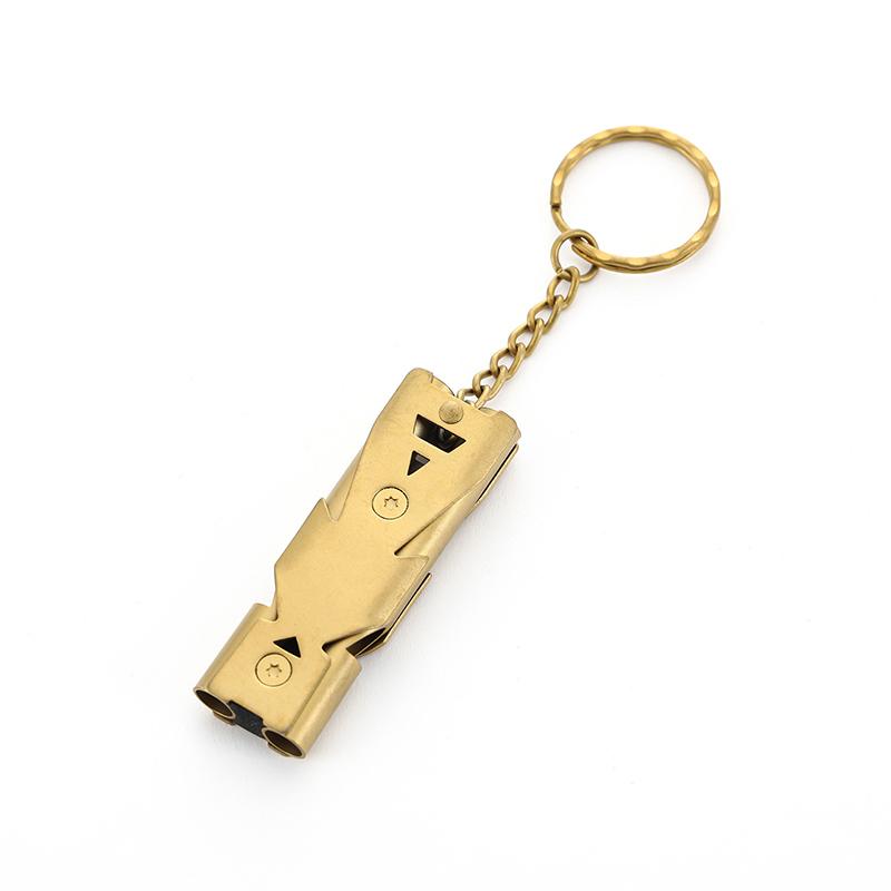 

Двухтрубный свисток-подвеска, брелок-свисток для выживания, высокодецибельный, для кемпинга на открытом воздухе, аварийный инструмент для выживания, брелок-свисток золотой