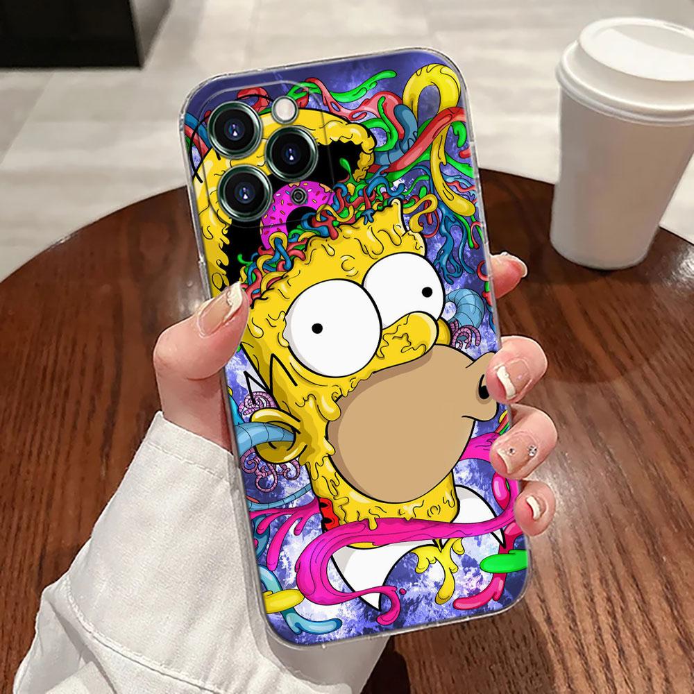 Cartoon Homer S-Simpson-Familie Transparente Handyhülle Für iPhone 17 Pro Max 17E 11 12 13 14 15 16 Pro Max Plus 17 Air 16E Hülle