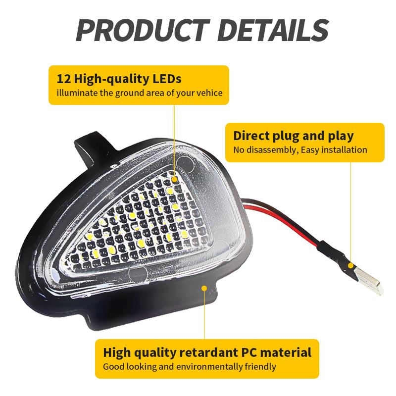 2PCS White LED Side Mirror Light Under Puddle Lamp For VW Golf 6 Limousine Cabriolet Variant Touran (Typ 1T3) OEM# 6R0945291