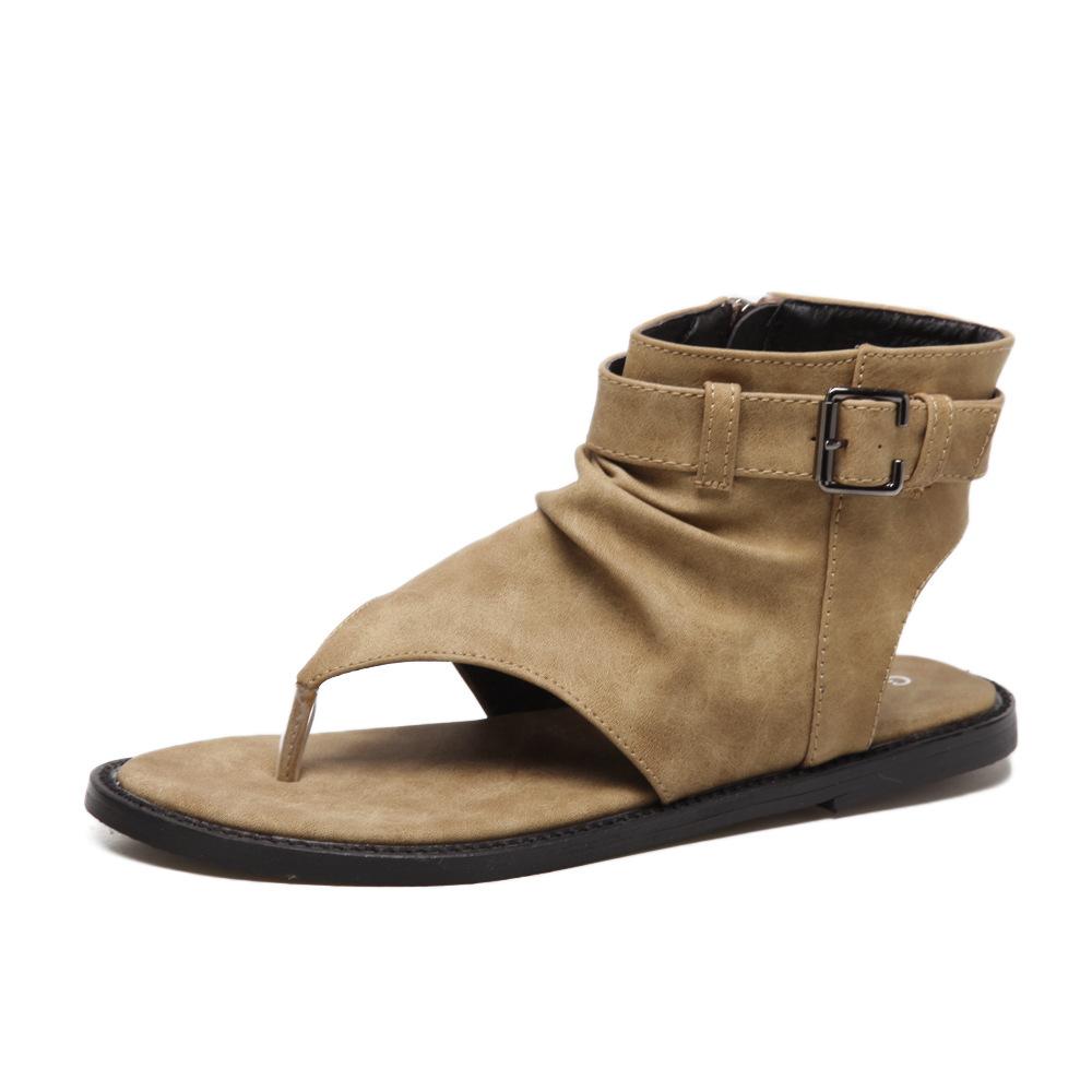 

Сандалии на плоской подошве с пряжкой, этнические студенческие туфли, летняя пляжная обувь, жмут ногу, на высоком подъеме, римские сандалии женские 41 коричневый