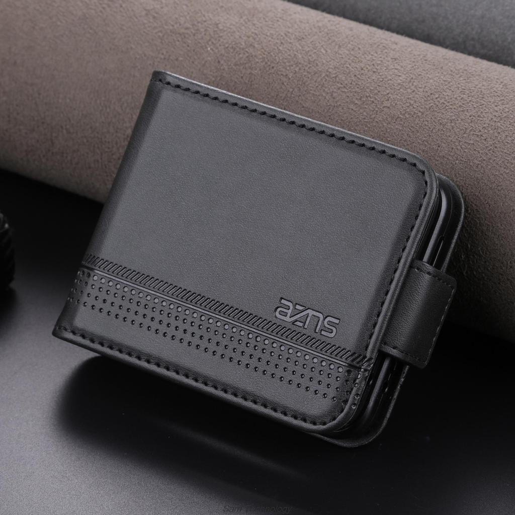 Deluxe Magnetic Adsorption Leather Fitted Case for Samsung Galaxy Z Flip 5 / Z Flip5 Flip Cover Protective Case Fundas Coque