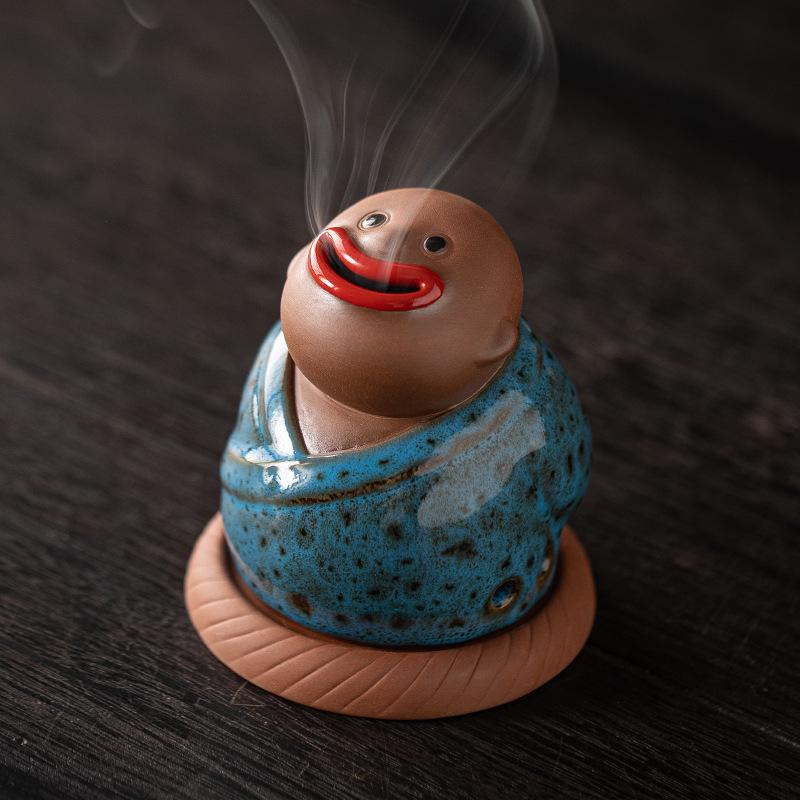 Creative Cute Monk Coil Incense Burner for Home - Sandalwood Agarwood Ornament