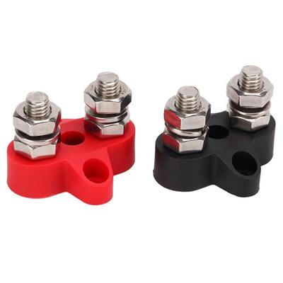 Daul Terminal Block Stud Double M8 DC 48V Bus Bar Power Terminal Block Positive Negative Fixed Wiring Bolts for Truck RV Boat
