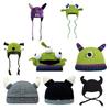 Cartoon for Monster Shape Winter Hat Color Matching Media for Pioneer Hats for Adult Knitted Keep Warm Hats Unisex Daily