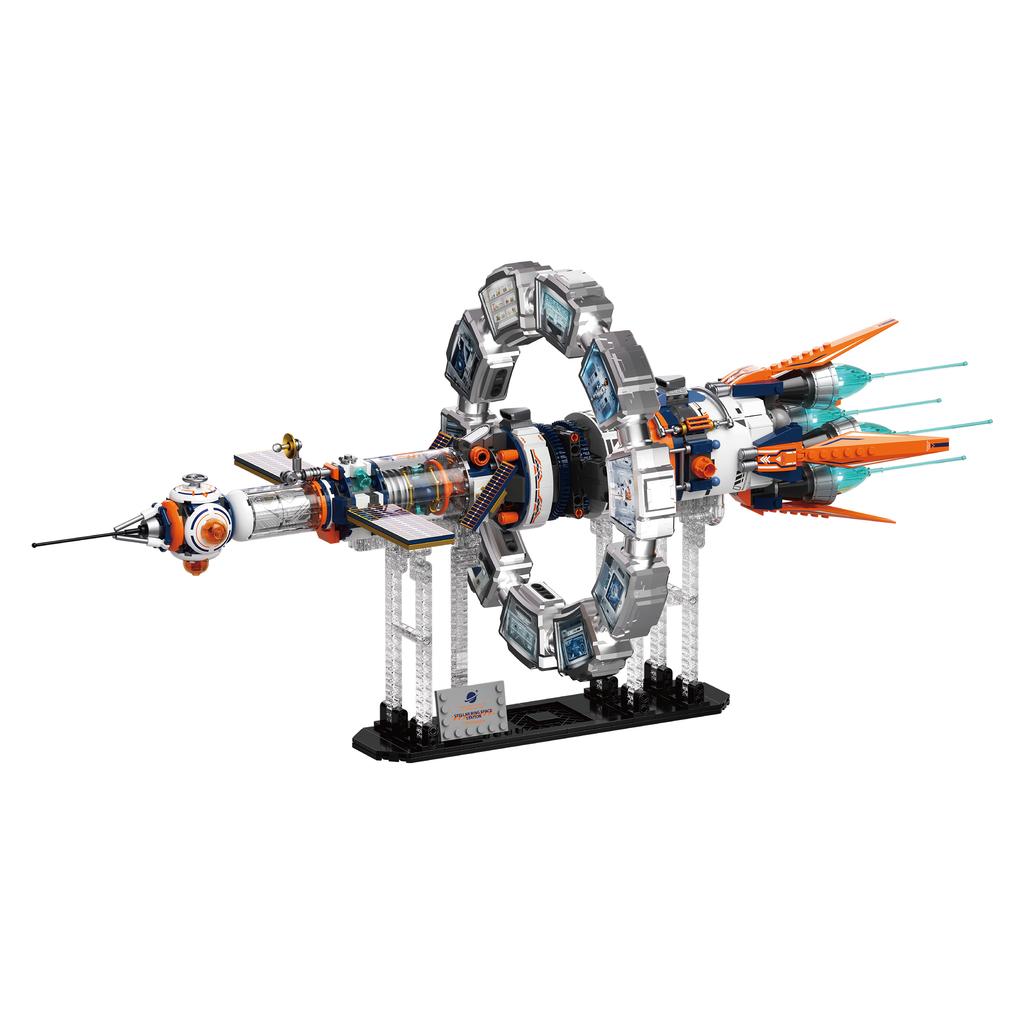 CK028 Aerospace Series Electric Rotating Dawn Star Ring Space Station Building Blocks Set Model Assembly Toy Boy's Birthday Gift