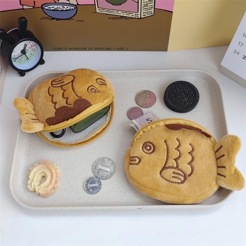 Girl'S New Taiyaki Cute Cartoon Plush Small Coin Purse Lipstick Bag Coin Bag Ideal Choice For Gifts