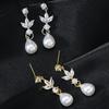 Luxurious European & American Long Pearl Drop Earrings with Zircon