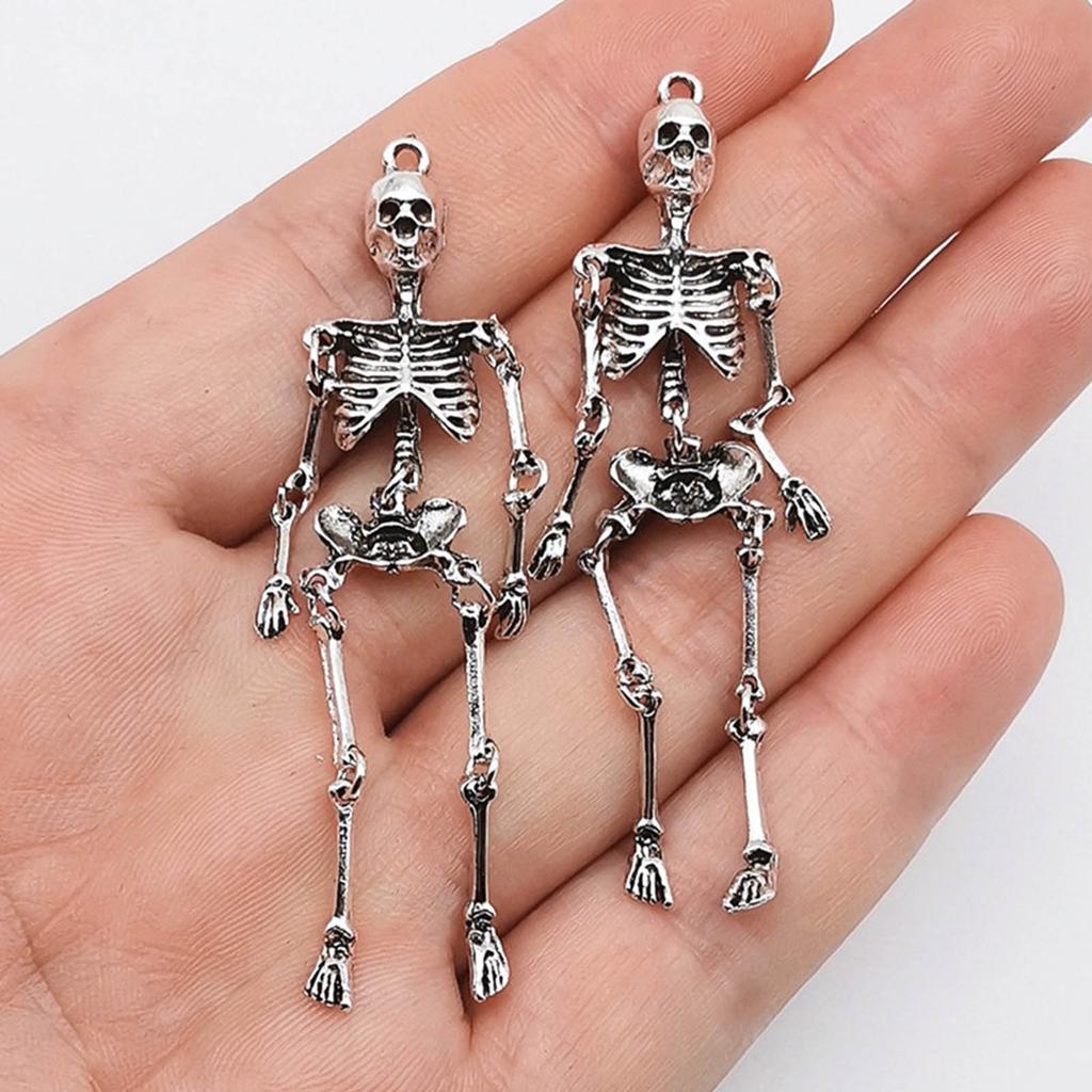 Pandantiv Schelet Argintiu Aliaj DIY Costum Petrecere Breloc Artizanat Pandantiv Schelet Vintage pentru Confecționarea Bijuteriilor