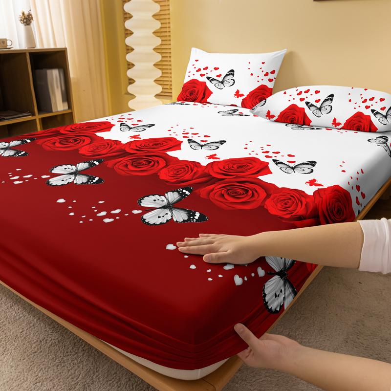 1 Piece Of Floral And Butterfly Sing Pattern Frosted Bedsheet, Bedroom Printed Bedspread, Bedding (Excluding Pillowcases)