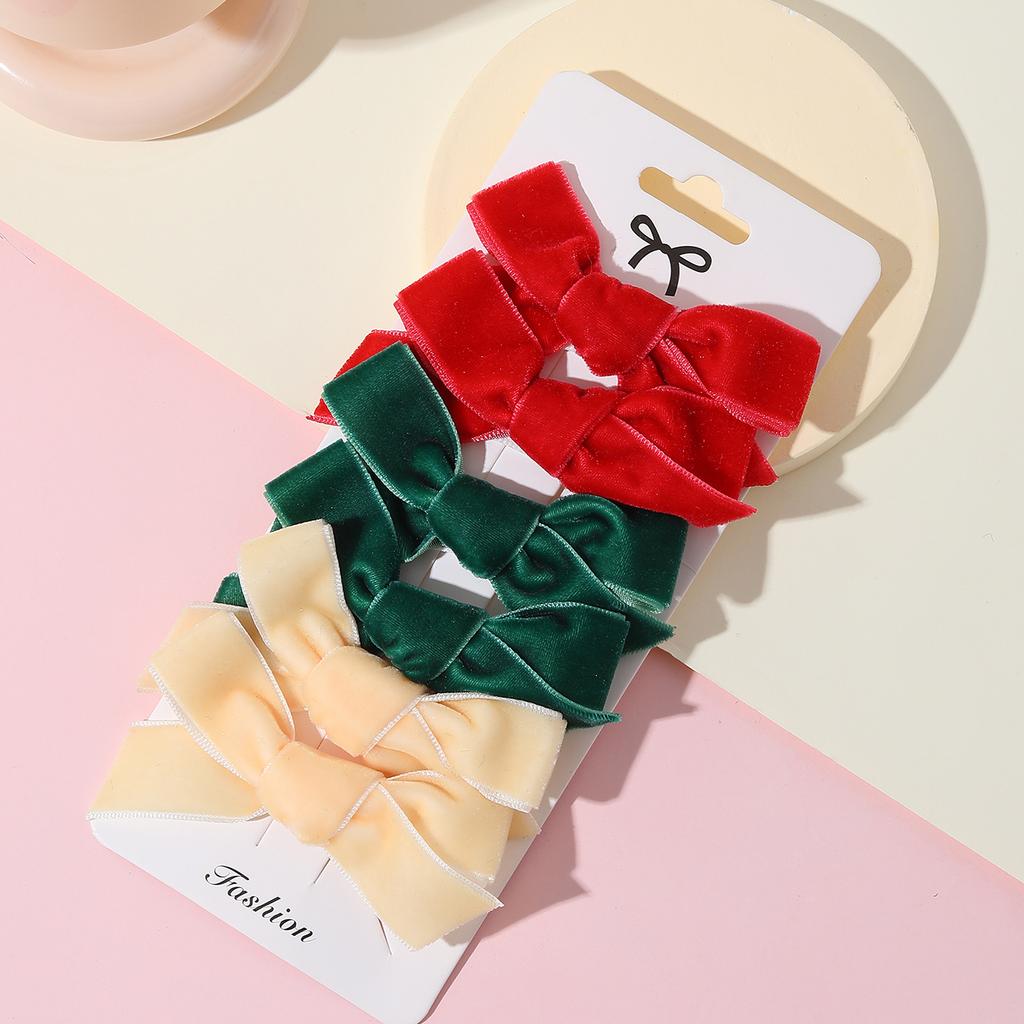 6Pcs/Set New Christmas Fluff Cute Bows Baby Hair Clips Candy Color Girls Princess Hairpins Barrettes Kids Hair Accessories