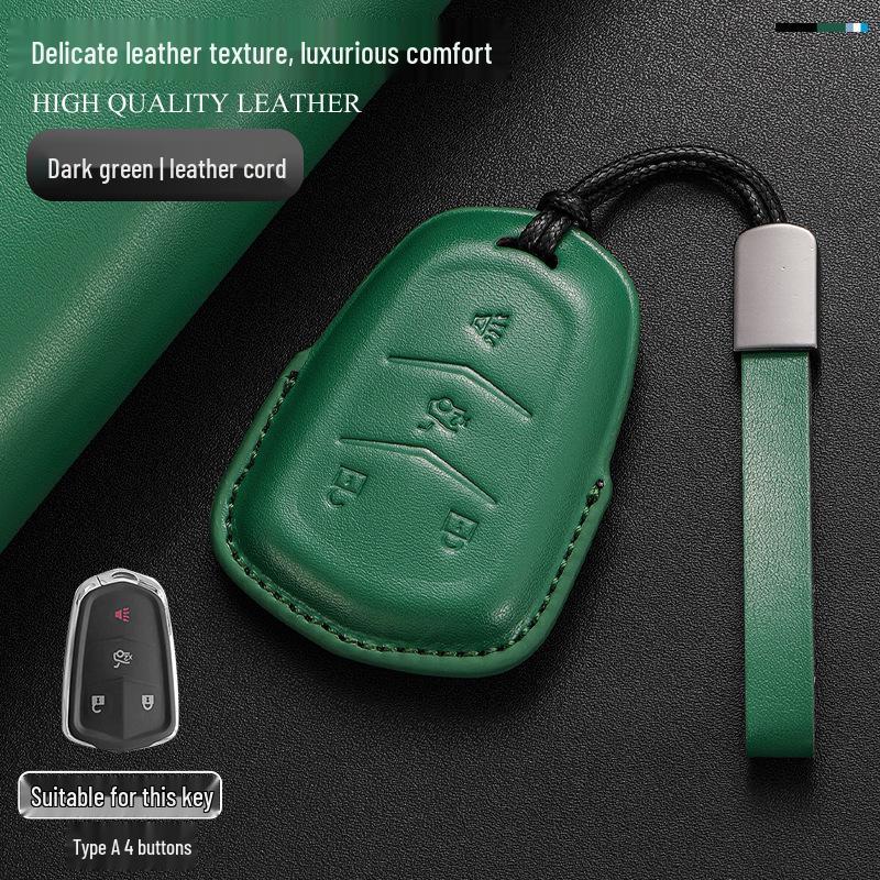 Genuine Leather Key Case for Cadillac: Compatible with CT6, XT5, XT4, XT6, CT4, CT5, XTS, GT4, and ATSL Models.