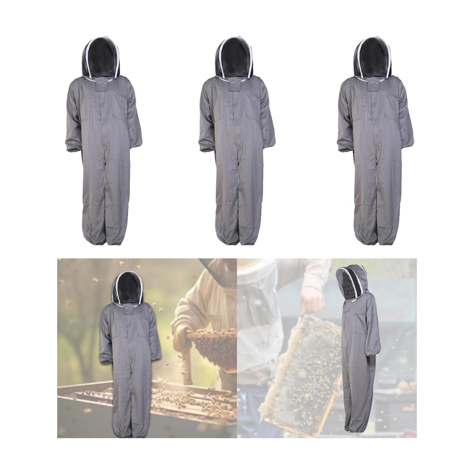 

Bee Suit Full Body Protection Beekeeper Suit Veil Hood Outfit for Beginners Yard L