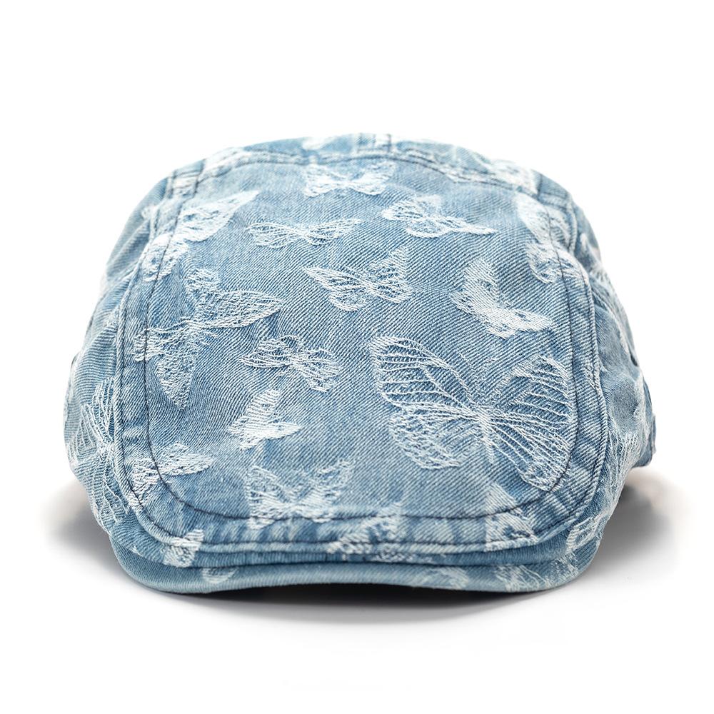 Butterfly Peaked Cap Retro Denim Beret Women Jacquard Progressive Cap
