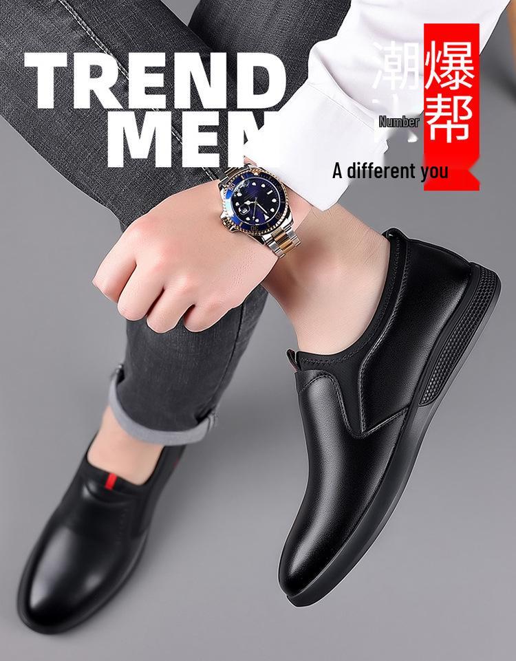 Sapatos Masculinos de Couro Impermeáveis para Calçar no Outono/Inverno - Sapatos Casuais Estilo "Dad Shoes" para Meia-Idade e Idosos