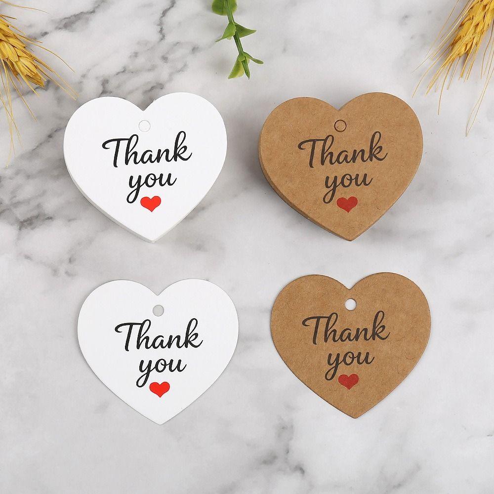 100pcs Heart Shaped Cards Valentine's Day Tags Hanging Decoration DIY Crafts Gift Labels White Red Paper Hand Gift Hanging Tag