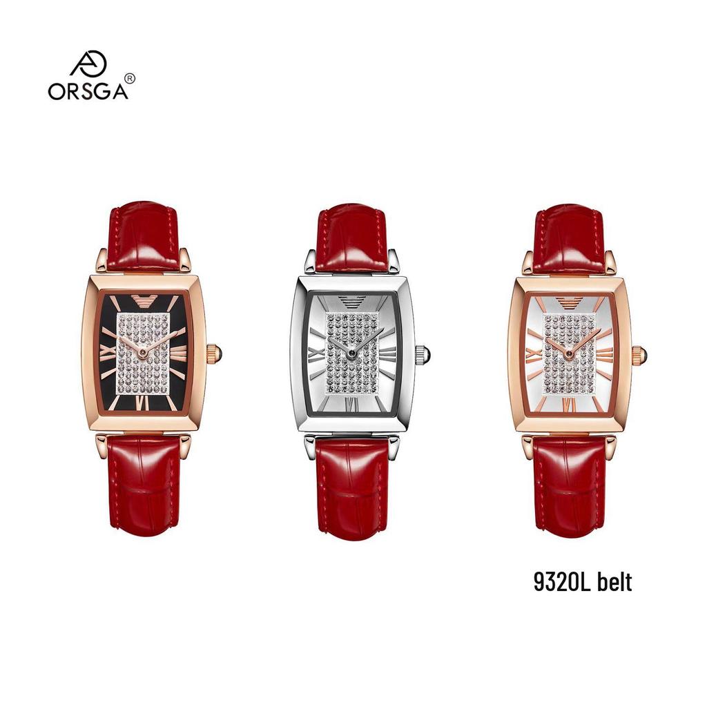 Oushijia New Square Diamond Women's Roman Minimalist Tonneau Quartz Watch