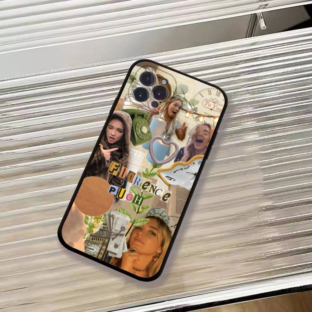 Actress F-Florence Pugh Phone Case For iPhone 17, 16,15,14,13,12,11 Plus,Pro Max, Others Soft Black Cover