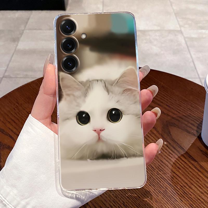 For Samsung Galaxy S25 FE S25 Edge S25 Slim S25+ Cases Clear Soft TPU Back Cover For Samsung S25 Plus Cute Rabbit Cat Phone Case