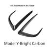 Front Bumper Cover Wind Knife for Tesla Model Y 2017-2024 ABS Glossy Black Fog Lamp Trim Carbon Look Blade Trim Light Eyebrow