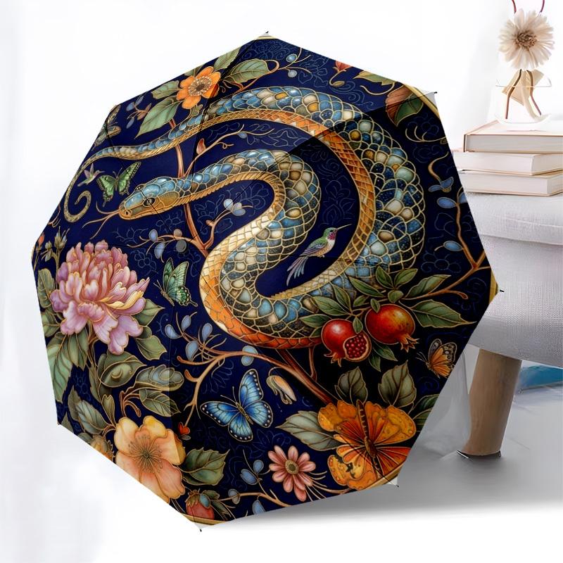 1pc Snake, floral, nature Umbrella with Plastic Handle,Compact & Stylish,Suitable for All Seasons YS331053