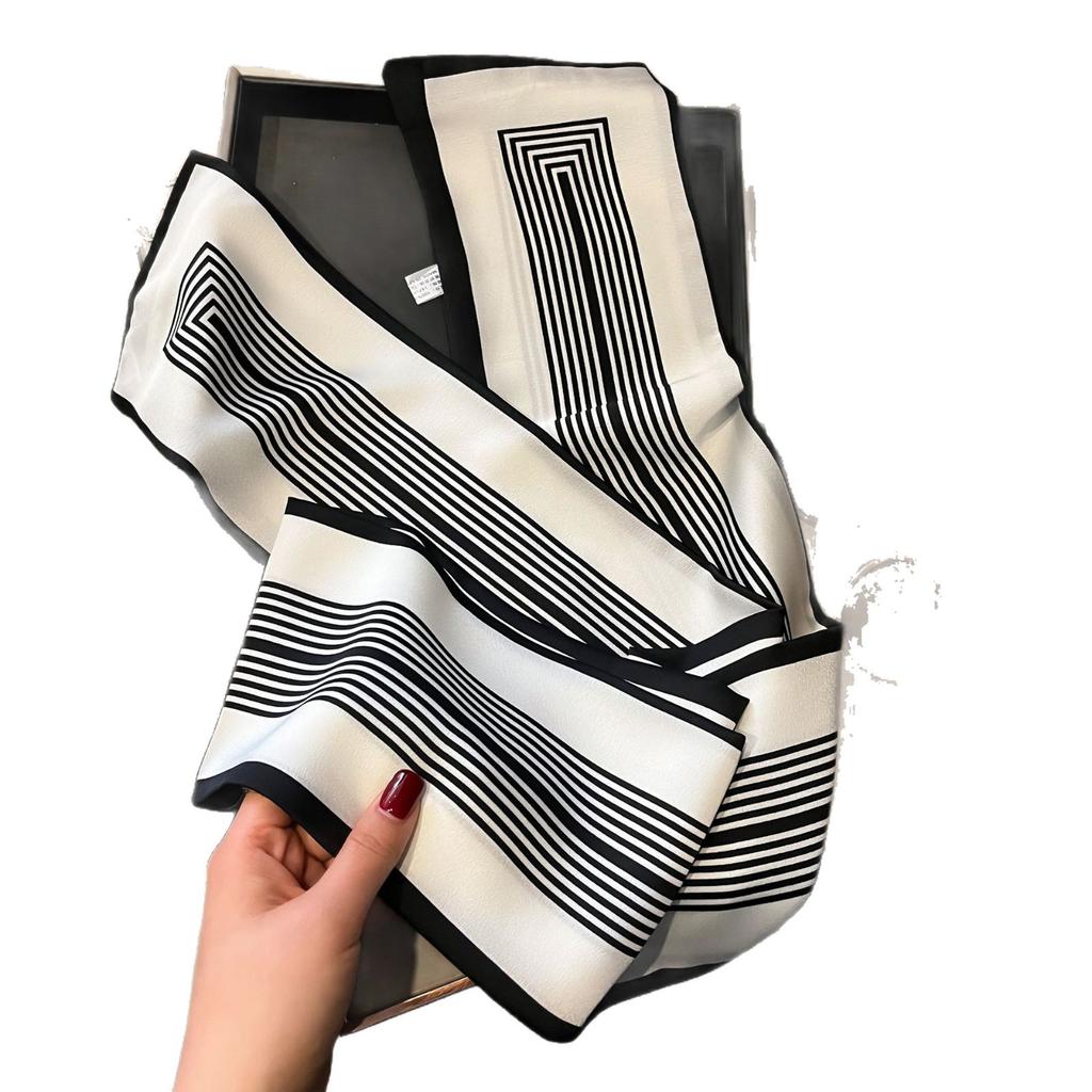 Small Silk Scarf Women's Spring and Autumn Thin Korean Version Versatile Thin and Narrow Long Scarf Tied Hair Temperament Square Scarf with Suit Shirt