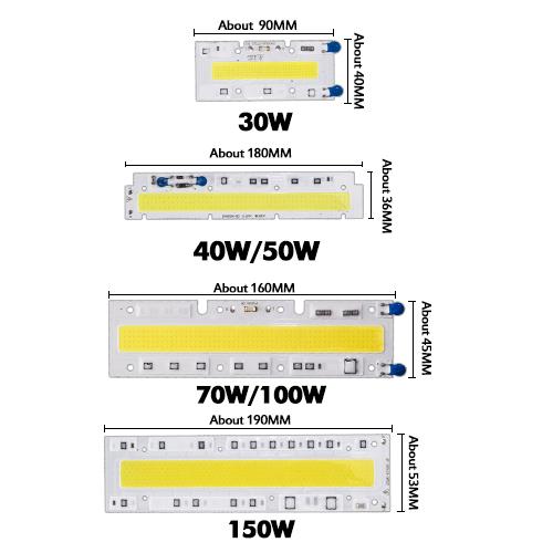 2xCOB Lamp Chip LED Bulb Smart IC Driver DIY Spotlight Floodlight Energy Saving Outdoor 10W 20W 30W 50W High Power 110V 220V 12V