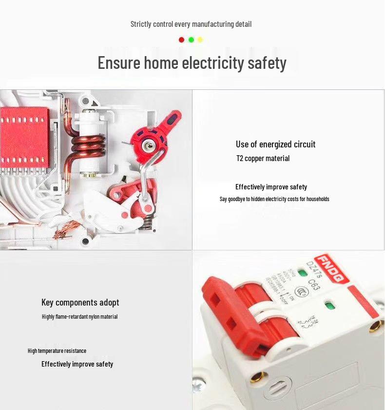 Dual-Pole Residual Current Circuit Breaker with Leakage Protection - 220V Electric Safety Switch