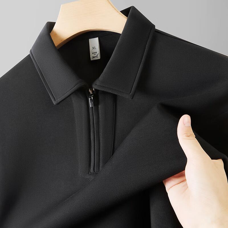 Dibenze Men's Plus Size Fall Half-Zip Polo Sweatshirt