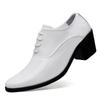 Men White Red High Heels Wingtip Black Leather Derby Wedding Dress Dance Business Formal Elevator Shoes Height Increase Shoes Plus Size