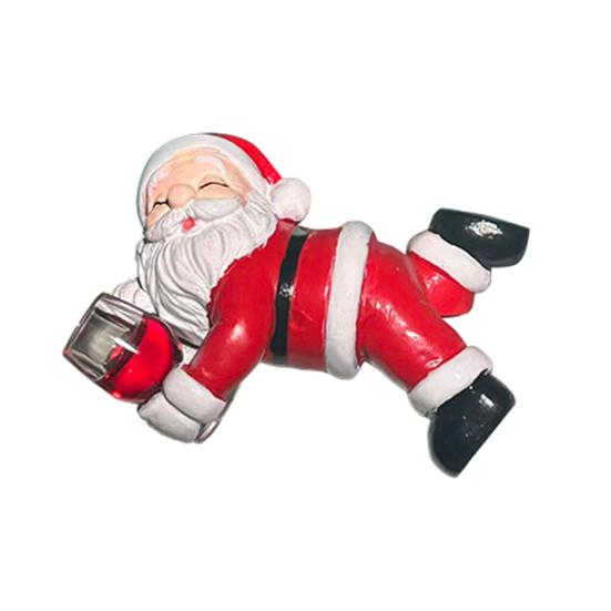 

Мини статуэтка Санты на Рождество, миниатюрный Санта-Клаус, держащий красное вино/напитки, украшение для цветочного горшка, милая смоляная фигурка-обнимашка для растений для сада C