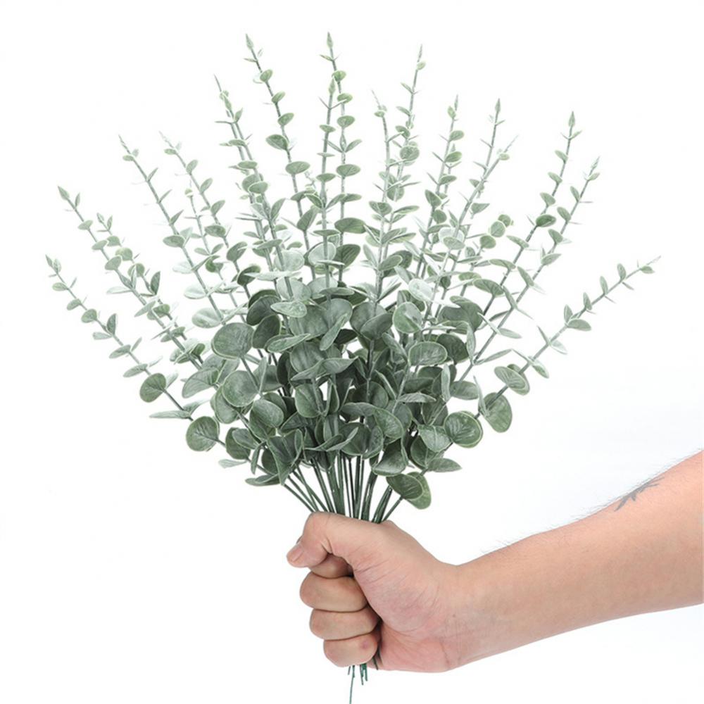 

1/10pcs Artificial Eucalyptus Leaves Green Fake Plant Branches Wedding Party DIY Christmas Wreath Outdoor Garden Table Decor