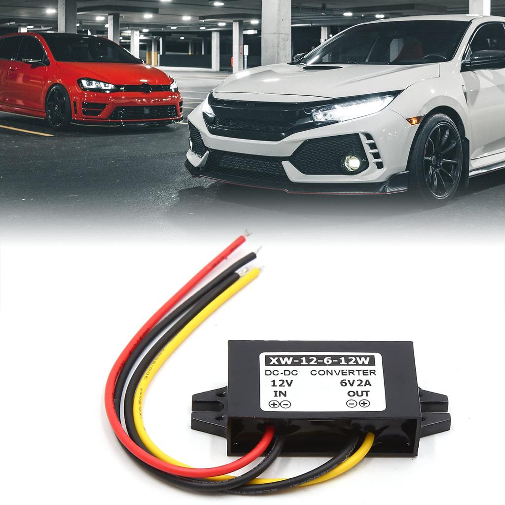 uxcell Car Power Transformer DC to 6V 2A Car Step Down Reducer Power Supply Transformer Converter