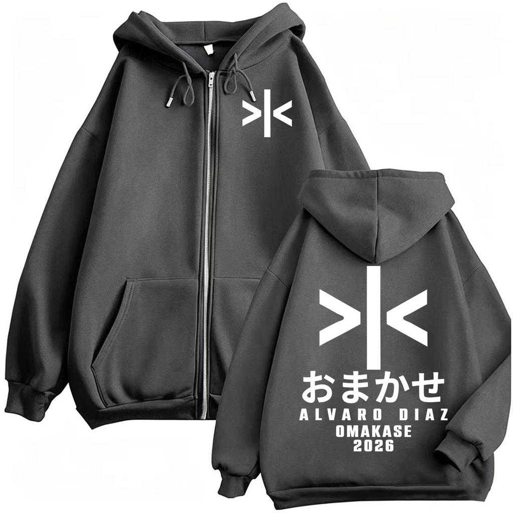 Alvaro Diaz Omakase Logo Print Zip Up Hoodies Men's Women Casual High Quality Sweatshirt Pullovers Coats