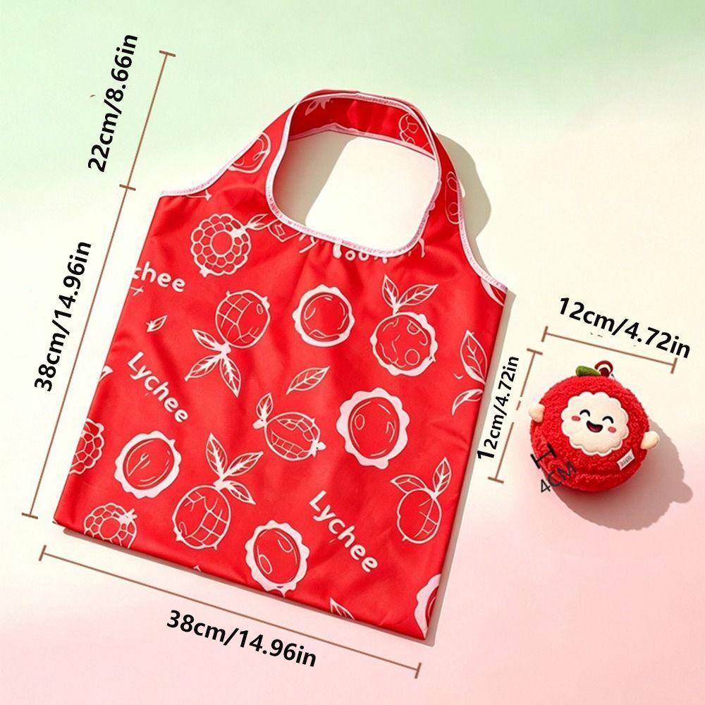 Easy To Carry Cartoon Folding Shopping Bag Foldable Fruit Print Grocery Bag Eco-friendly Reusable Shopping Handbag Outdoor