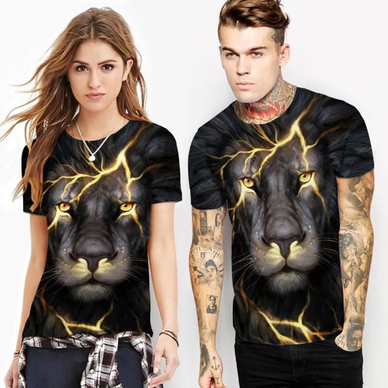 Trendy 3d Printed Lion And Tiger Men's T-shirt Comfortable Loose Fit Summer Wear