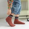 Preppy Mid-Calf Cotton Socks: Cute, Breathable, Two-Stripe Design for Boys & Girls, Perfect for Spring & Autumn