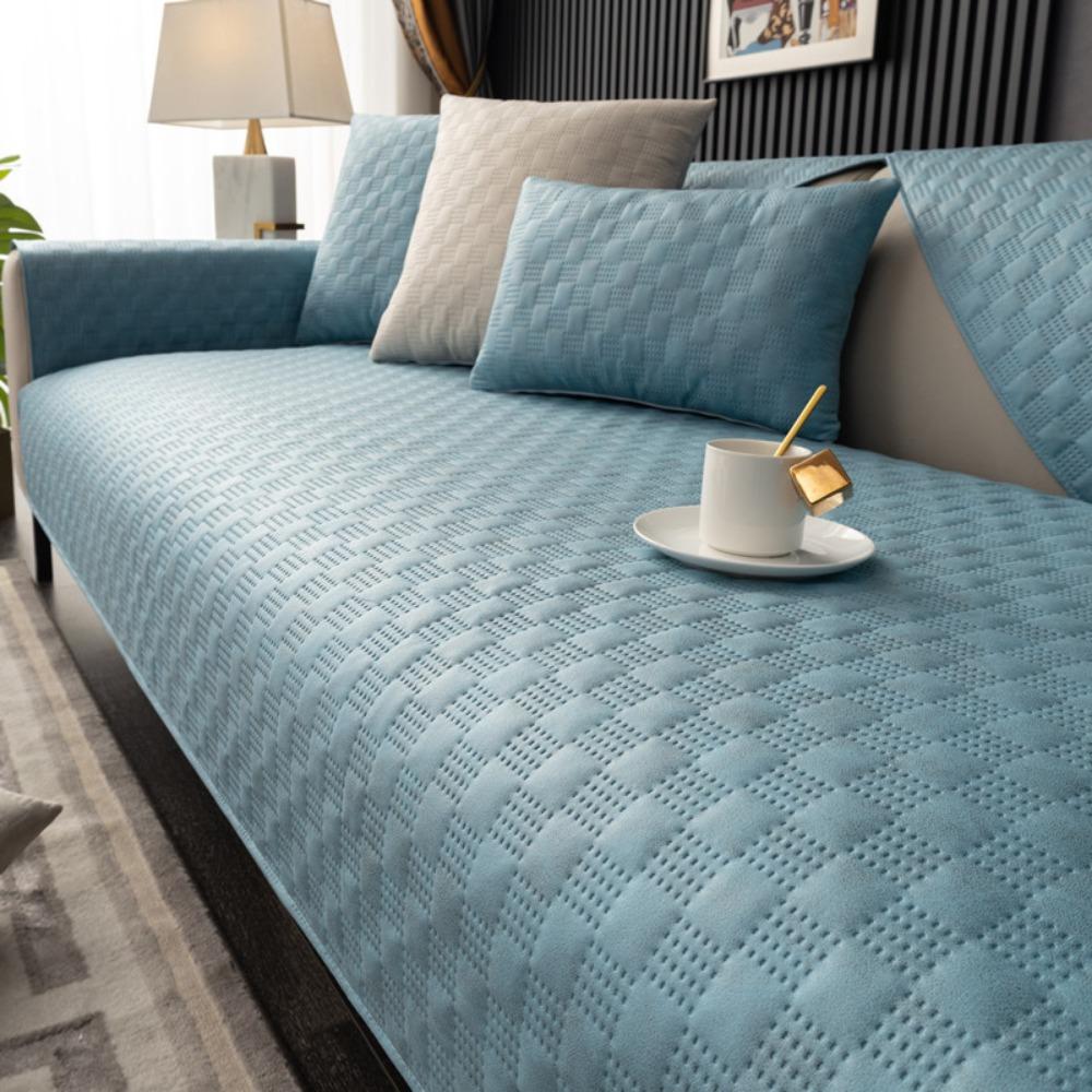 Sofa Cushion, Four-season Universal Technology Cloth, Modern High-end Light Luxury Waterproof and Non-slip Cushion, Non-stick Fur Seat Cushion Cover