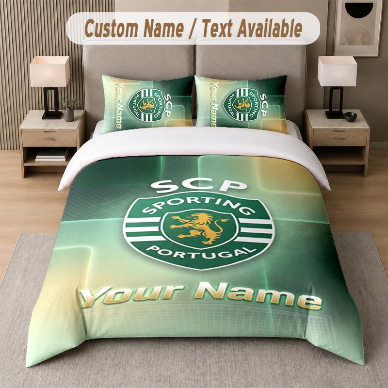 Sporting CP Design Bedding Set Custom Text 1 Duvet Cover & 2 Pillow Cases